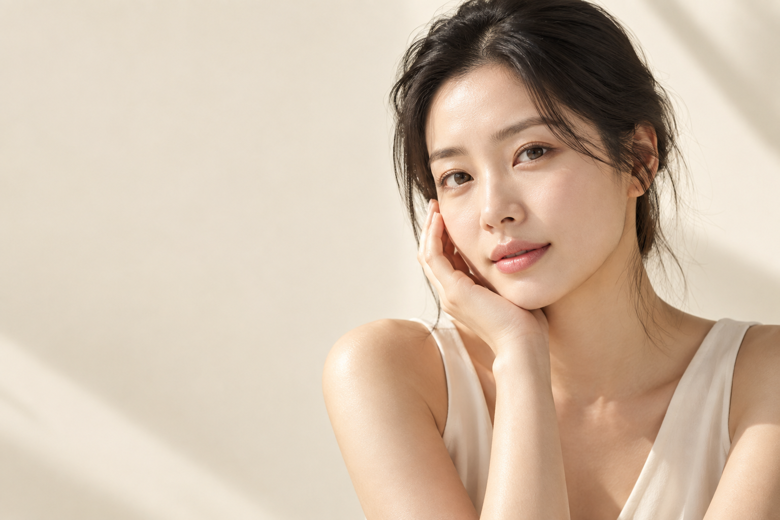 따뜻한 자연광 속 인물의 브랜드 이미지